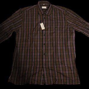 Georg Roth Germany Men's Brown Multicolored Plaid Button-Down Shirt (Size XL)